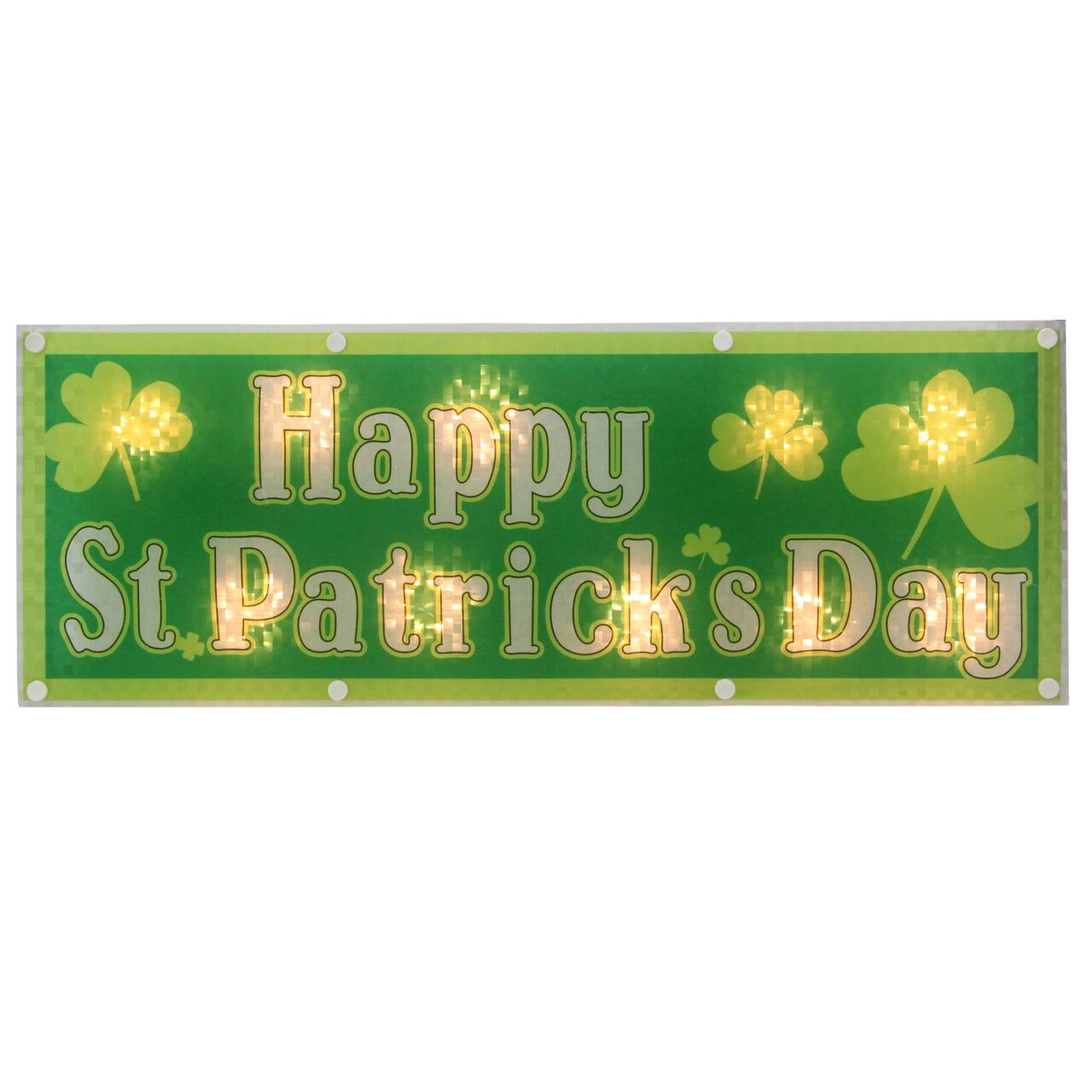 17" Green Holographic St.Patrick's Day Lighted Window Silhouette Decoration